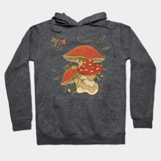 Vintage Mushroom Flower With Hummingbird Hoodie